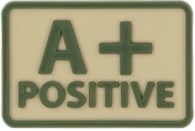 Емблема група крові А Rh+ хакі - 2 шт.