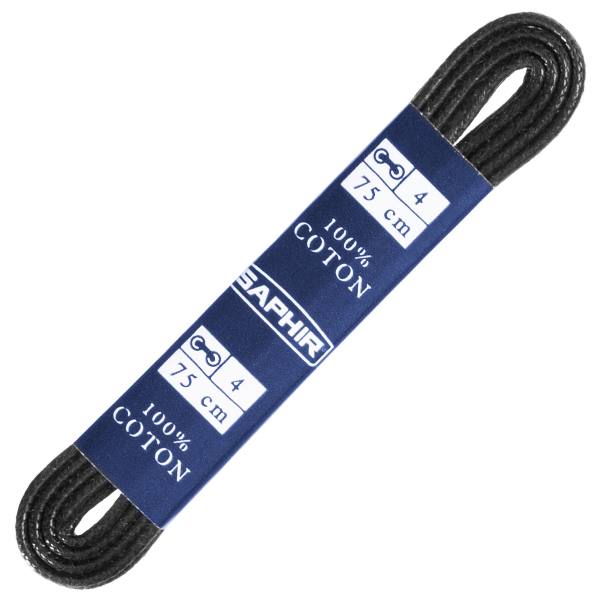 Sznurowadła Saphir BDC okrągłe woskowane 75 cm - czarne 