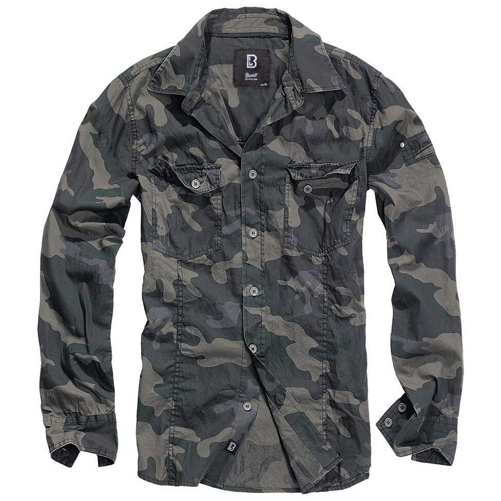 Сорочка Brandit Slim Fit Long Sleeve - Dark Camo