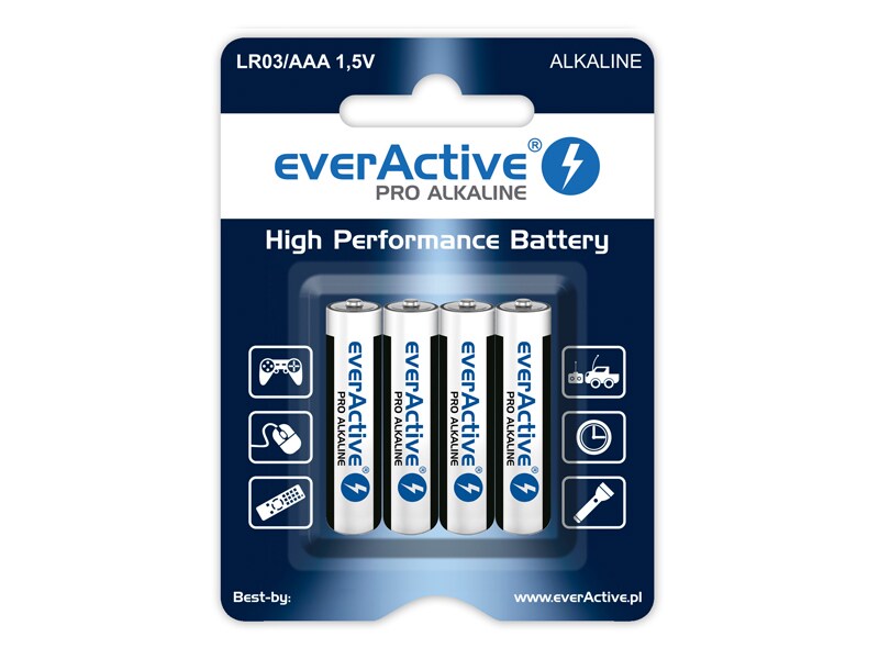 Bateria alkaliczna EverActive LR03 AAA Pro Alkaline 1250 mAh blister - 4 szt.