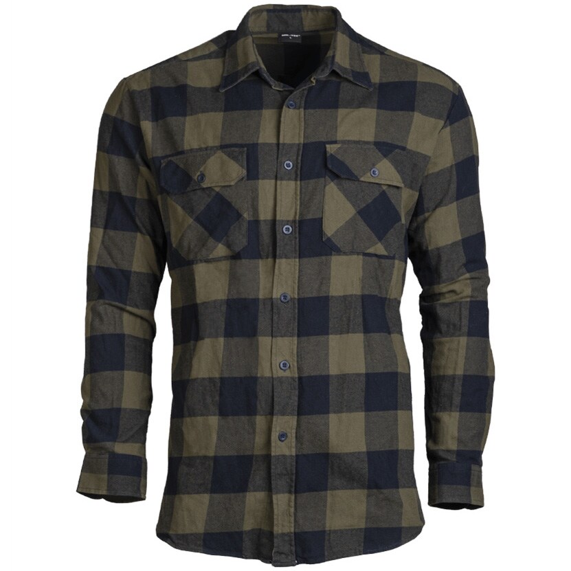 Koszula Mil-Tec Flannel Shirt Light Longsleeve - Black/Olive