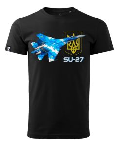 Koszulka T-Shirt Voyovnik SU-27 Siły powietrzne Ukrainy - Black
