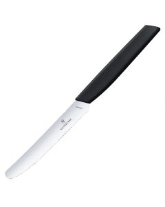 Nóż kuchenny Victorinox Swiss Modern Black 11 cm - ząbkowany z zaokrąglonym czubkiem