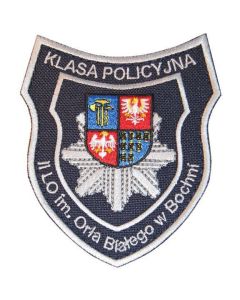 Emblemat naramienny szkolny "Klasa Policyjna" II LO im. Orła Białego w Bochni - z rzepem