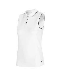 Koszulka funkcyjna polo damska bez rękawów 4F TSDF082 - biała 