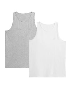 Koszulka bez rękawów 4F TSM010 biały + chłodny jasny szary melanż - 2 szt. 